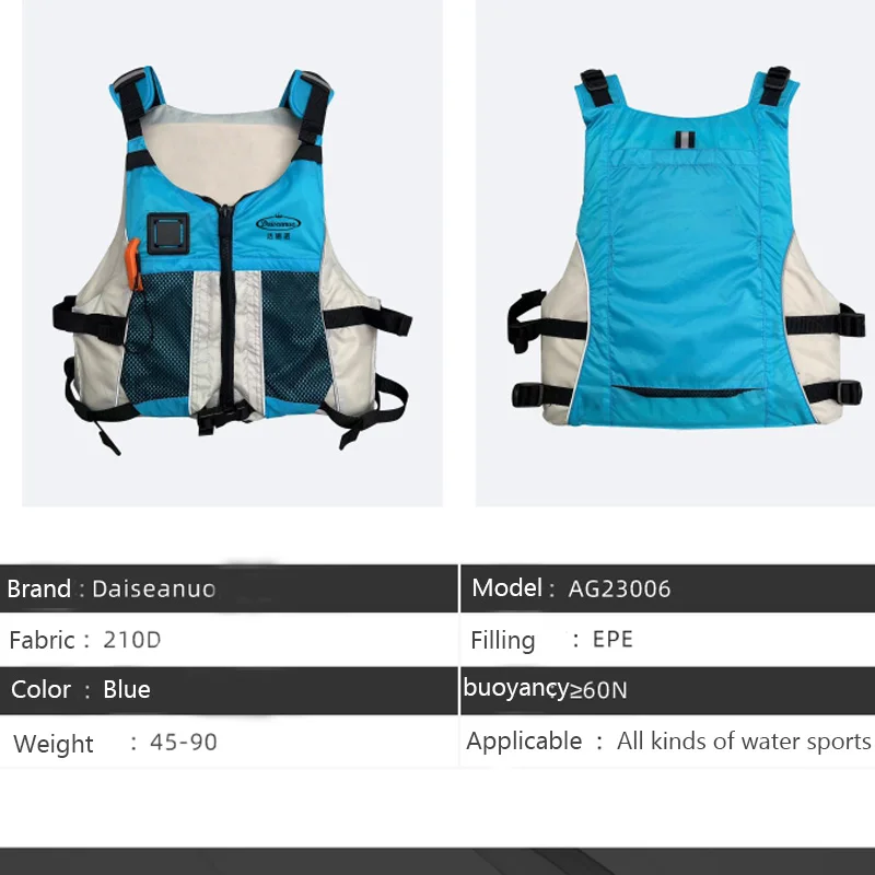 Daiseanuo Genuine CE ISO 12402-5 Approved Life Jacket Fishing Kayaking Vest with Pocket Adjustable size for Men Women