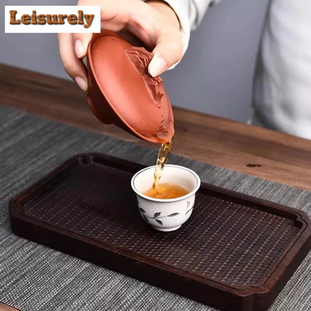 85ml High-end Yixing Purple Clay Pure Tea Tureen Handmade Raw Ore Zhu Mud Cover Bowl Anti Scalding Tea Maker Gaiwan Zisha Teaset