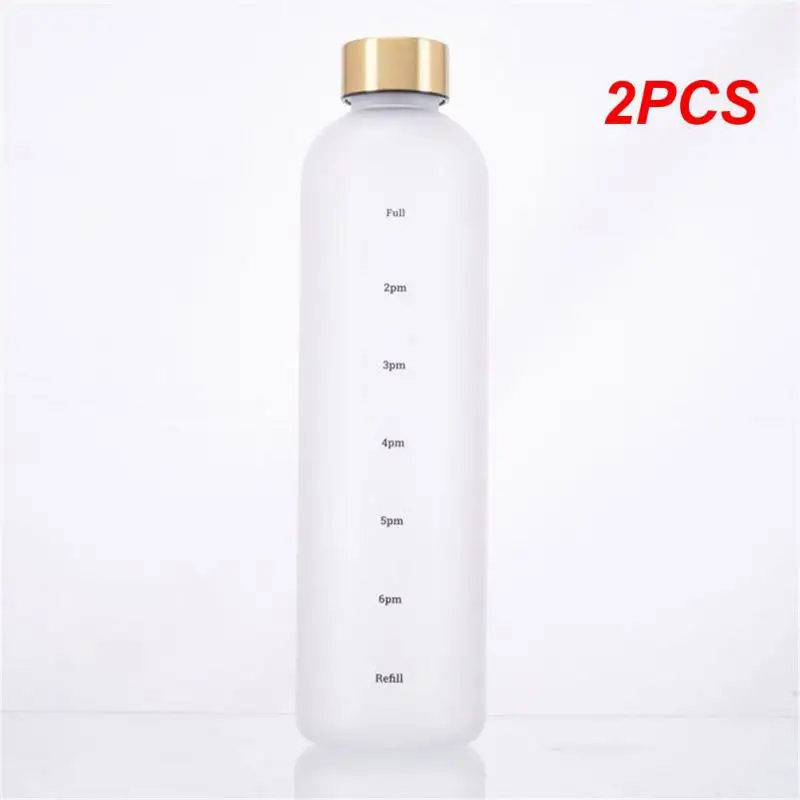 

2PCS Liters Water Bottle Motivational Drinking Bottle Sports Water Bottles With Time Marker Stickers Portable Reusable Plastic