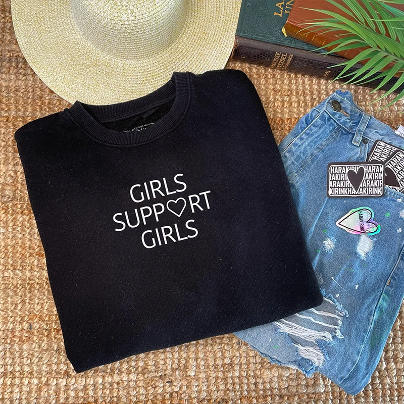 

Girls Support Girls Women T Shirts Cotton Feminism Graphic Tee O Neck Kawaii Woman Rights Civil Equal T-shirt Femme Harajuku Top
