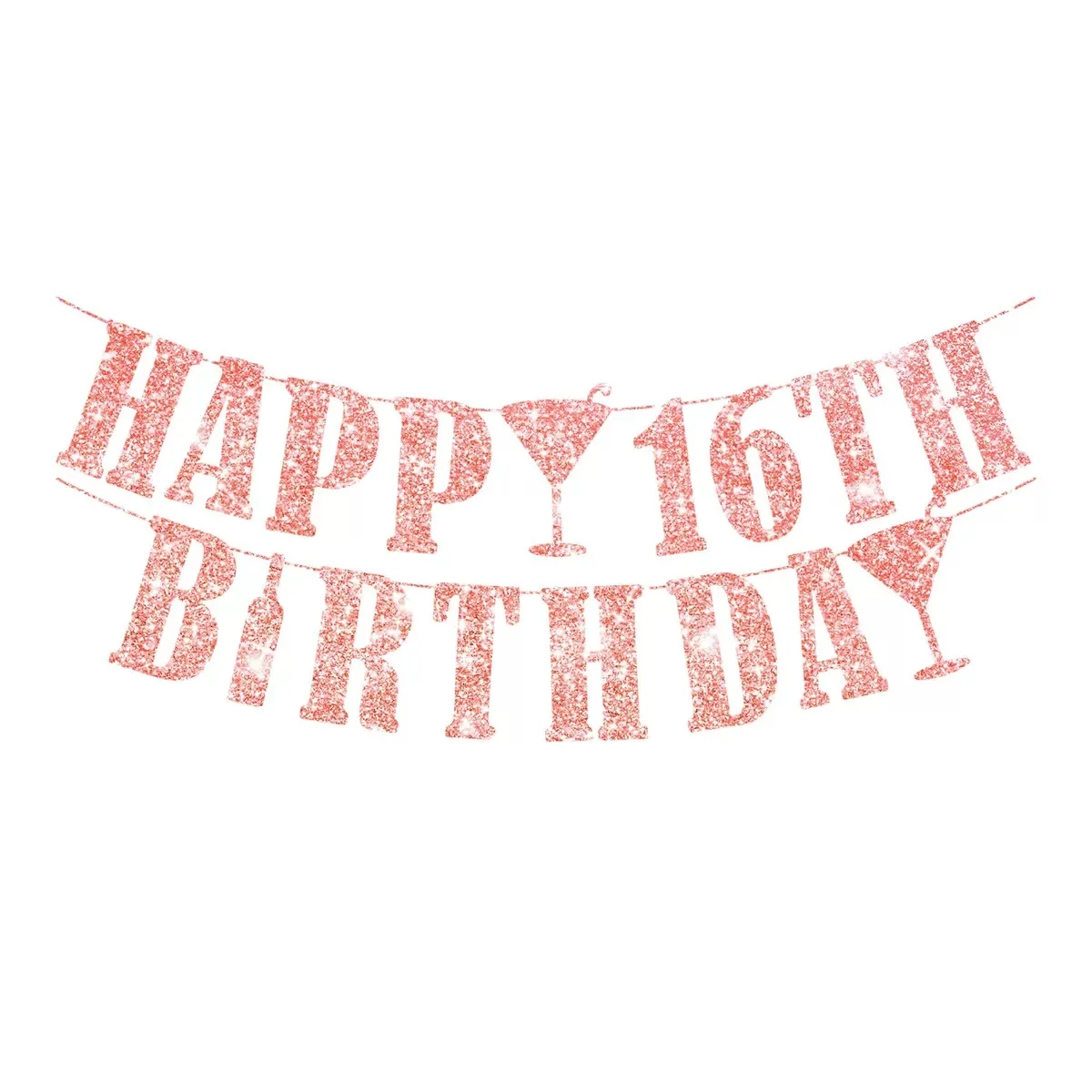 Set Decorazione Compleanno 16 Anni Ragazza – 36 Pezzi Oro Rosa E Nero Con Palloncini, Striscione E Sweet