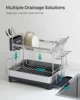 SONGMICS Dish Drying Rack - 2 Tier Dish Rack for Kitchen Counter with Rotatable and Extendable Drain Spout 4