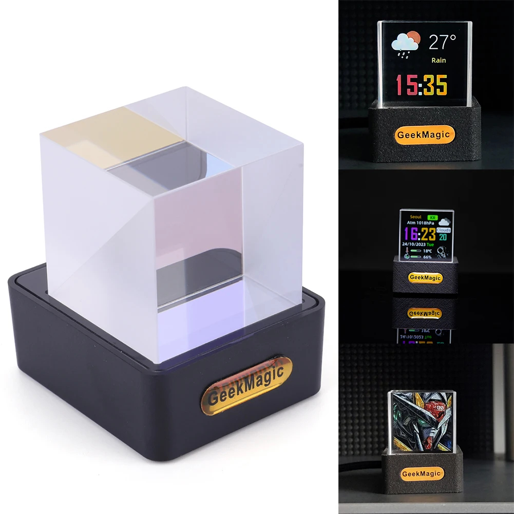 Smart Crystal Cube Photo Display Digital Clock Weather Station