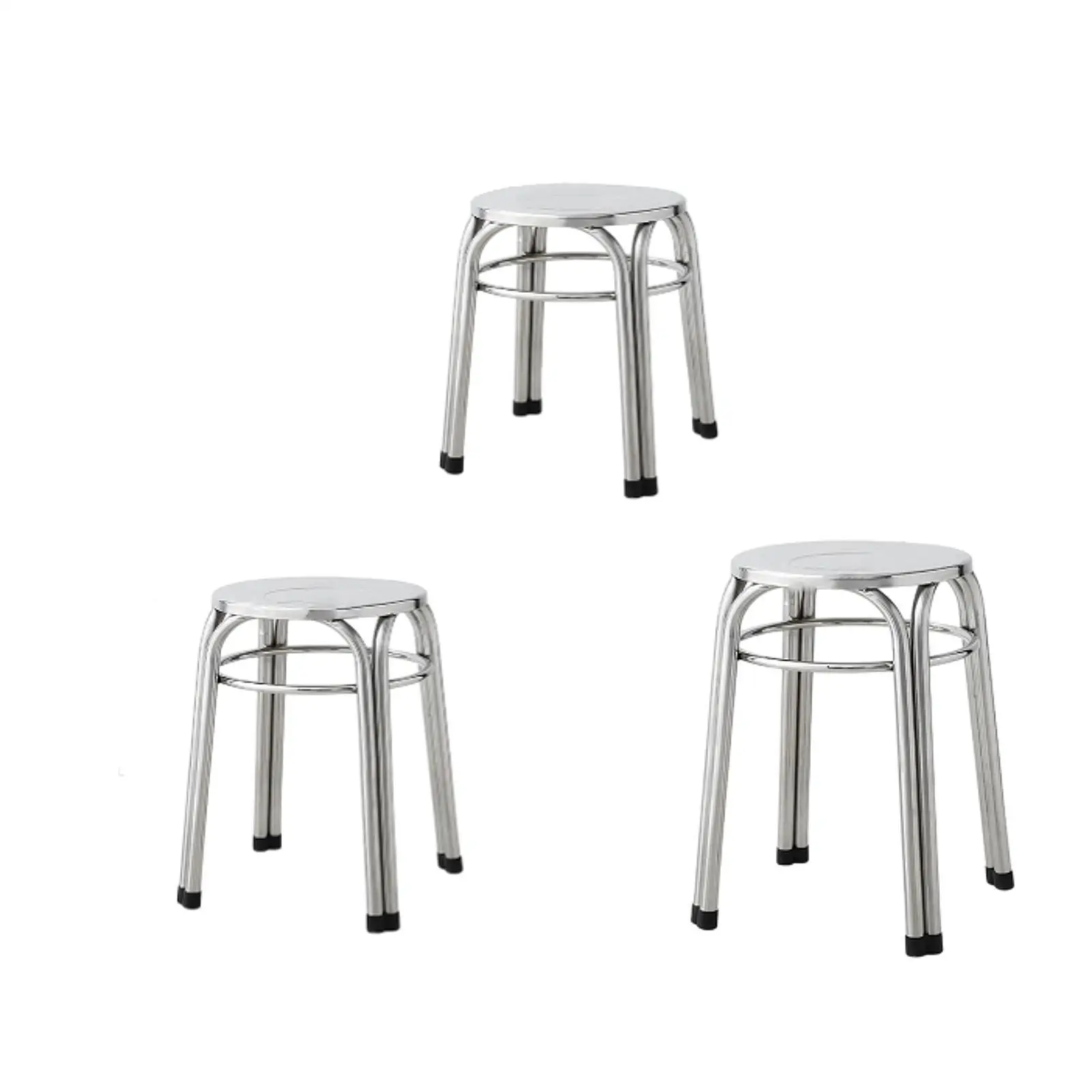 Round Metal Stool Non Slip Diameter 29Cm Easy Clean Stacking Stool Stainless Steel For Indoor Garden Dining Room Outdoor Kitchen