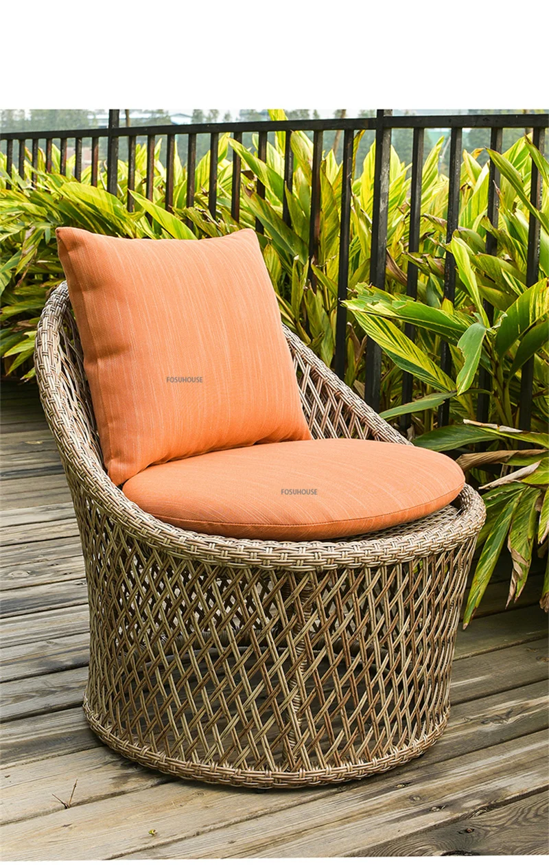 Description Picture 4 of itemNordic Outdoor Patio Garden Furniture Sets home Balcony Rattan Table and Chairs Set Small Apartment Villa Leisure rattan chair Z