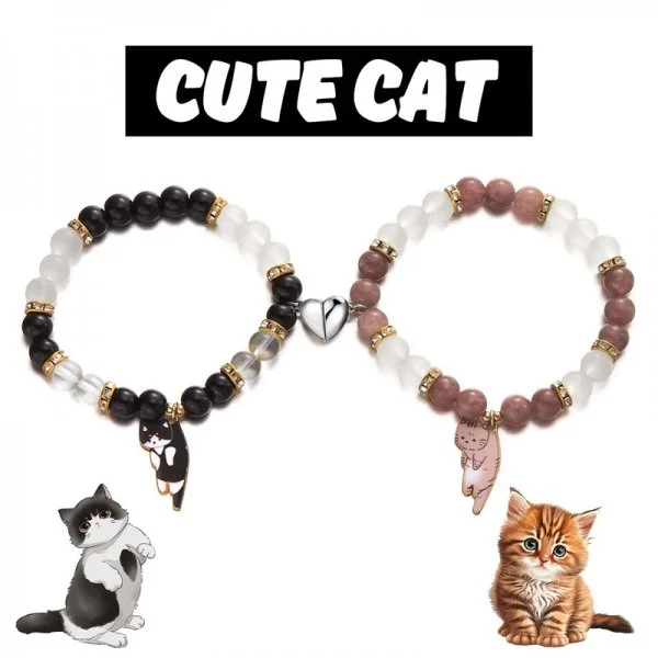 Bracelet chat mignon fait à la main pour Couples, 2 pièces, corde à main Unique et élégante pour femmes et hommes, tissé en perles, bijoux de poignet, cadeaux