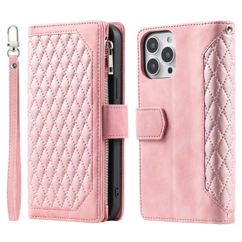Elegant Leather Crossbody Zipper Wallet & Phone Case with Card Holder and Flip Cover