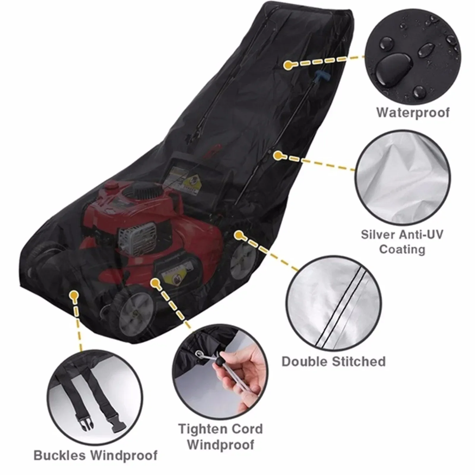 Lawn Mower Cover 210D Upgrade Premium Heavy Duty Oxford Push Mower Cover With Dustproof&Waterproof , Bag For Universal Fit Size 3