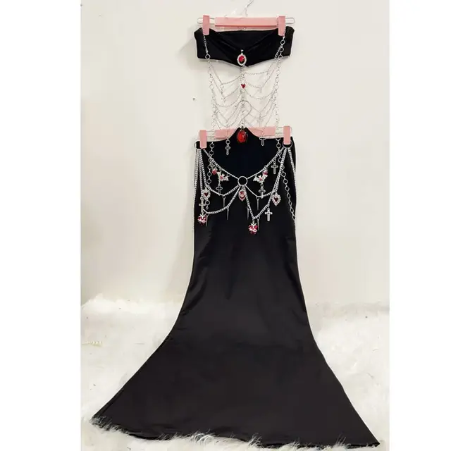 Metal Chain Top and Skirt Set 1