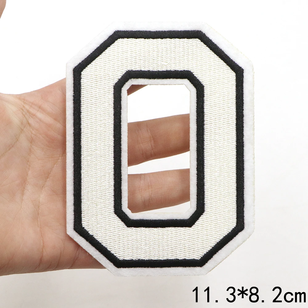 1pc weiß 11,3 cm 0-9 Nummer Buchstaben Patches für Kleidung Hut Jacke shose nähen Stickerei Applique Patches auf Kleidung dekorieren DIY – Detail 4