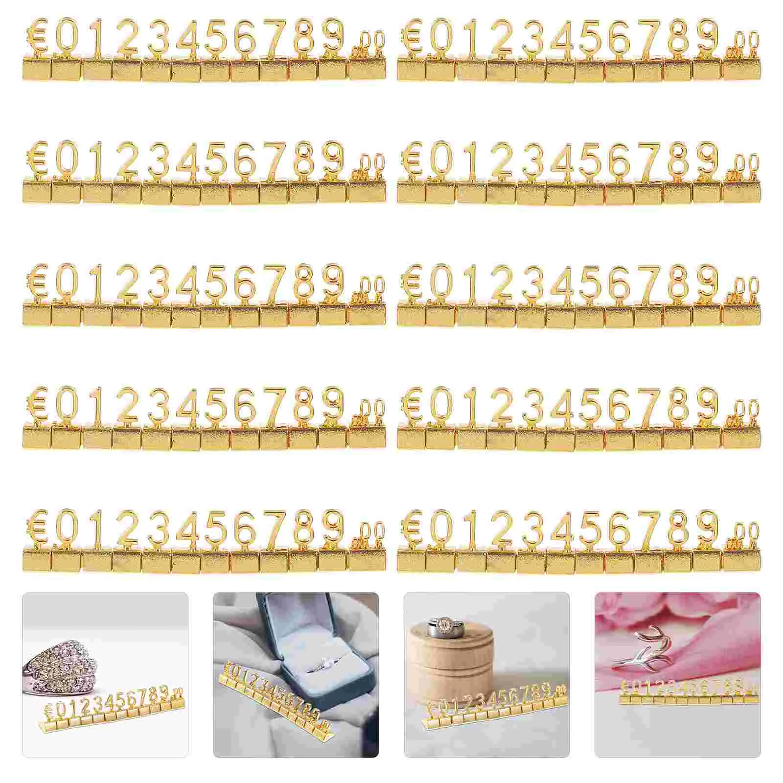 

10 Pcs Metal Price Tag Alphabet Stickers Display Cubes The Sign Numbers Glod Alloy Signs for Store Block