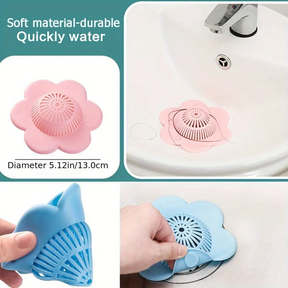 1PC Silicone Hair Catcher Drain Cover No Electricity Needed with Suction Cup Plastic Hair Blocker for Bathtub and Shower