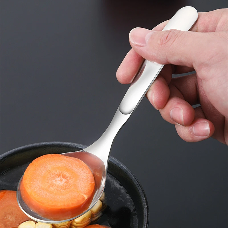 Stainless Steel Children Soup Rice Spoon Long Handle Ladle Round Head Tablespoons Home Tableware Novel Kitchen Accessories
