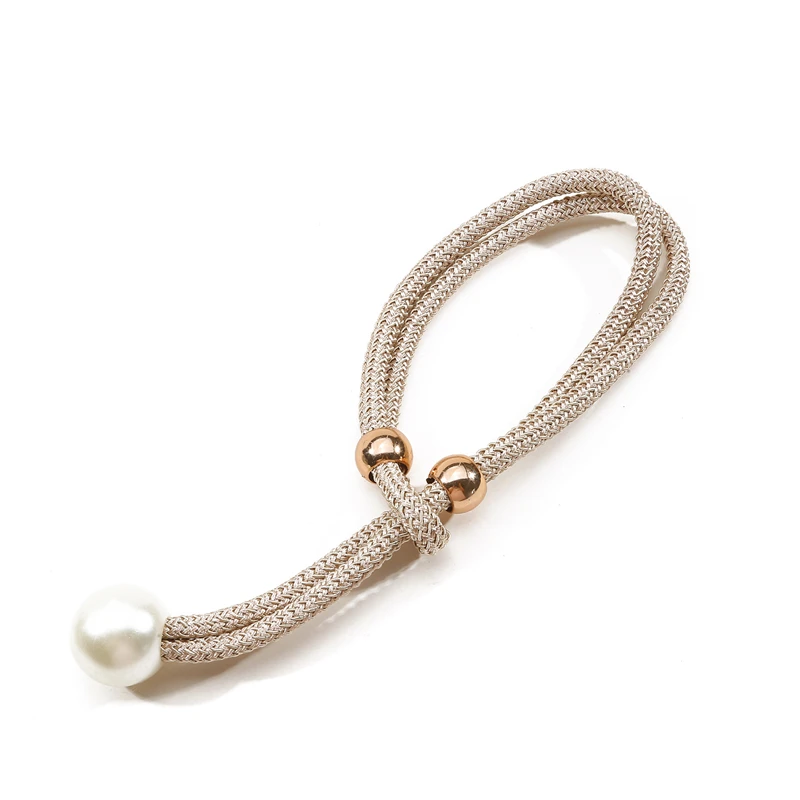 Fermatenda A Fiore Con Perla Regolabile - 2 Pezzi, Beige, In Poliestere E Cotone - Fermacortina Senza Fori Con Spillo