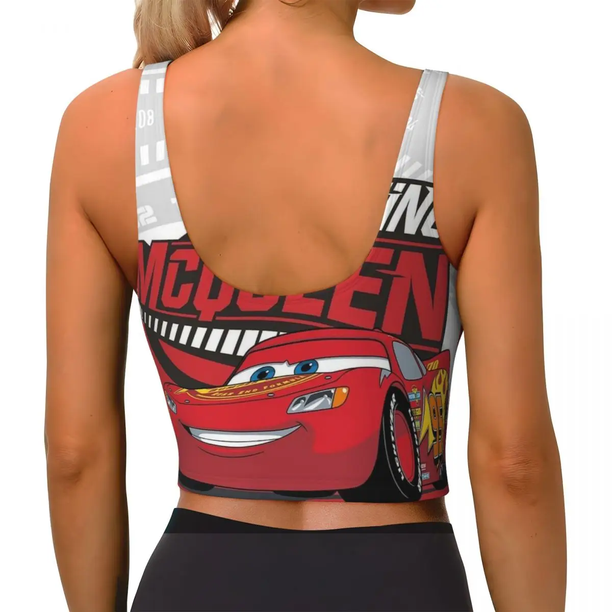 Lightning Mcqueen High Impact Sports Bras Women's Cars Seamless Workout Running Crop Tank Tops
