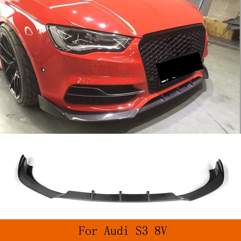 

Car Front Bumper Lip Spoiler Splitters for Audi S3 8v Sedan 4-Door 2013 -2019 Carbon Fiber / FRP Black Front Car Body Kits