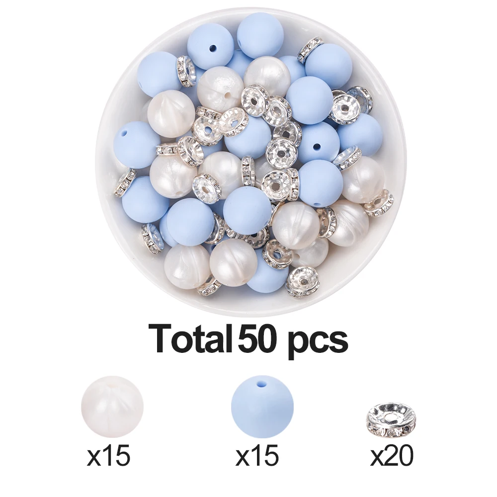LOFCA15mm Silikonperlen runde lose Perlen Mix Silikonperlen für DIY Schlüsselanhänger Halskette Schmuck Zubehör dekorative Perlen – Detail 10