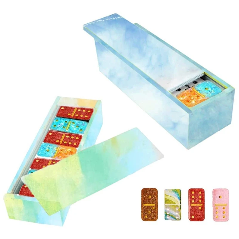 

1 Set Domino Storage Box Epoxy Resin Mold DIY Crafts Casting Tools Jewelry Container Organizer Holder Silicone Mould