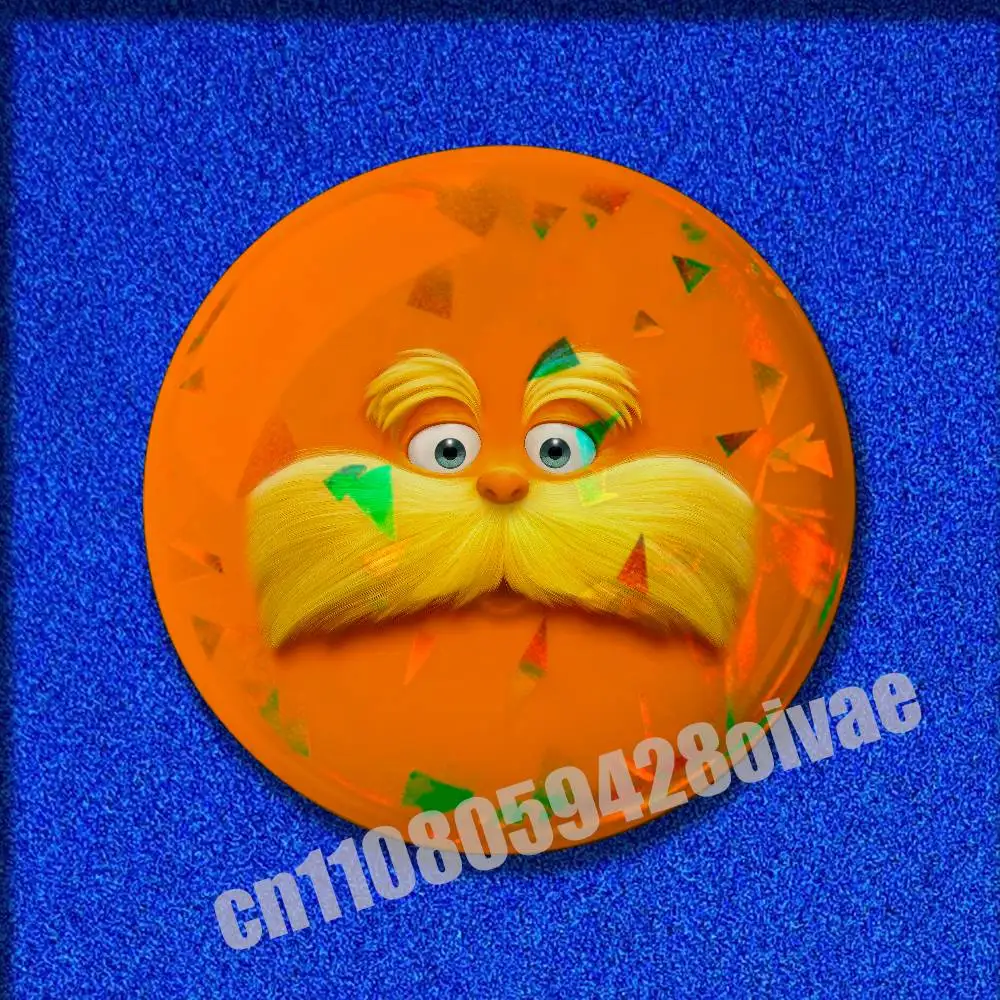 L-Lorax Onceler Once ler 엠블럼 라운드 핀 인그니아 배지 커버 장식품 75mm 코스프레 브로치 버튼