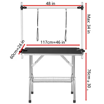 46in Professional Dog Pet Grooming Table Large Adjustable Heavy Duty Portable w/Arm & Noose & Mesh Tray 5