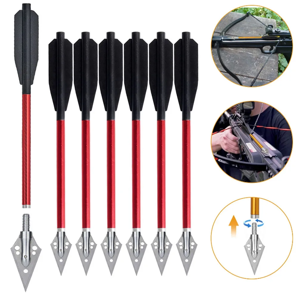 Aluminum Crossbow Bolts with Steel Broadheads for Outdoor Hunting and Target Shooting