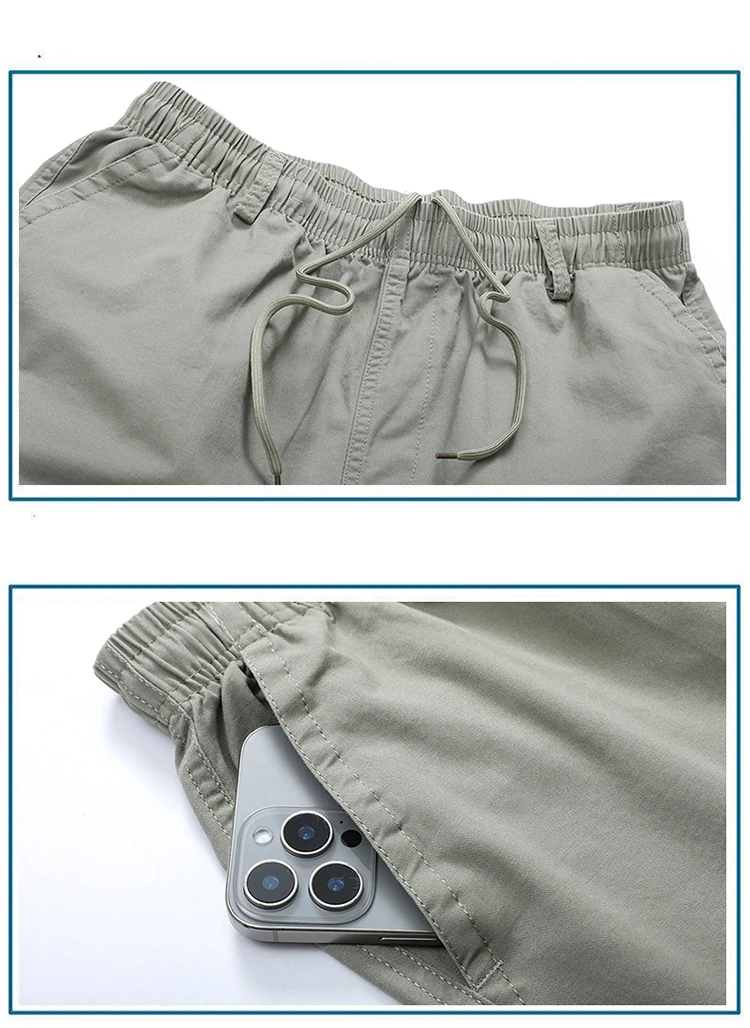 Sommer-Shorts für Herren 100% Baumwolle Leichte Atmungsaktive Lässige Modische Kurze Hosen Elastischer Kordelzug Outdoor-Wander-Shorts – Detail 24