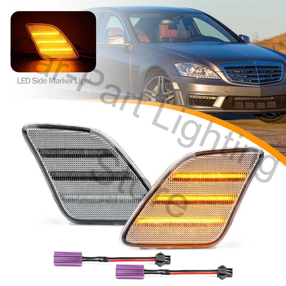 2Pcs LED Front Bumper Side Marker Light Lamp For Mercedes Benz 2010