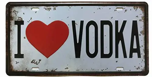 

I Love Vodka Retro Vintage Auto License Plate Tin Sign Embossed Tag Size 6 X 12