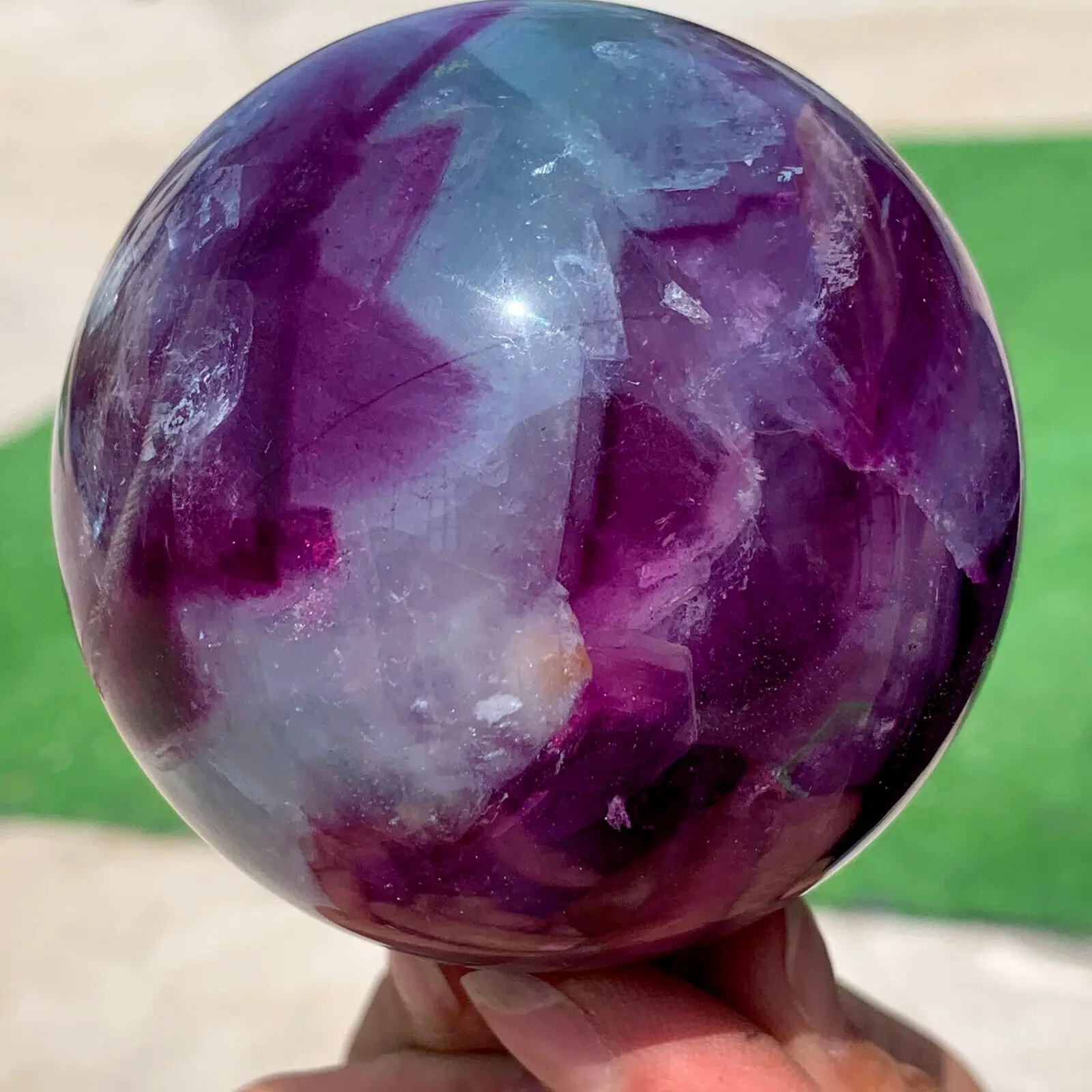 

Natural Fluorite ball Colorful Quartz Crystal Gemstone Healing