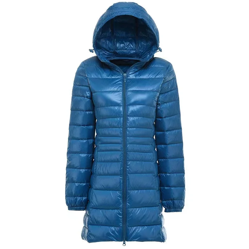 Light Weight Women Autumn Puffy Down Jackets 2024 New Portable Hooded White Duck Down Coat Windproof Outerwear Parkas 0-10℃