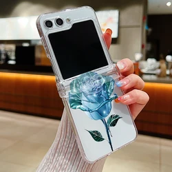 Coque de téléphone transparente motif rose - Couverture rigide pliable