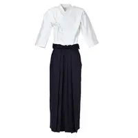 Aikido Gi uniforme coton Hapkido pantalon Kendo Hakama noir bleu profond blanc samouraï japonais traditionnel Keikogi 3