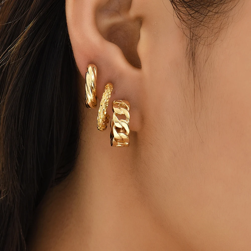 Trendy Gold Color Stainless Steel Hoop Earrings Women Girl Cartilage Piercing Small Ear Buckle Classic Jewelry 2025 Wedding Gift