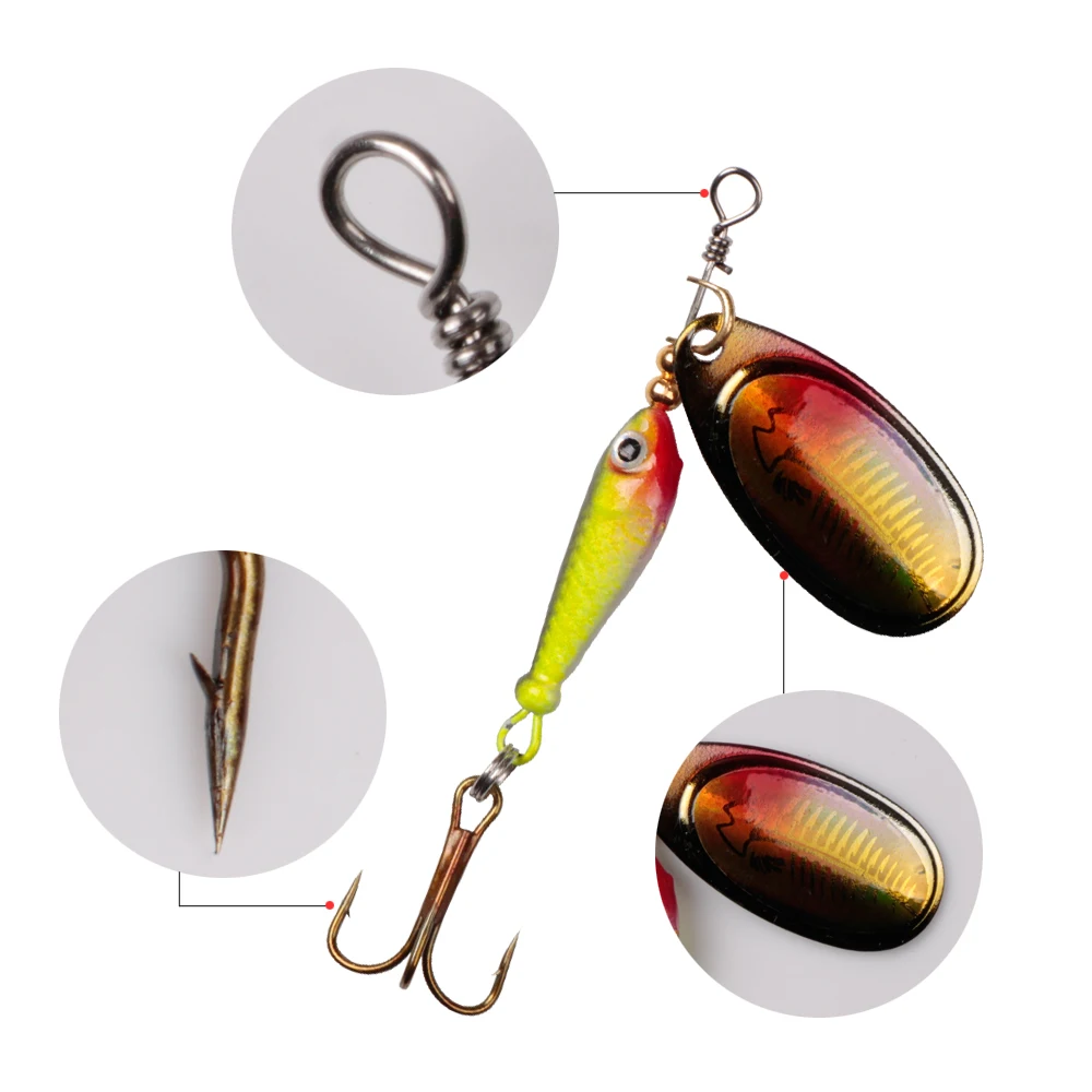 

9g 14g Fishing Spinner Bait kit Spoon Lure Metal Baits Treble Hook Isca Artificial Fish wobbler Feeder Carp Spinnerbait Pesca