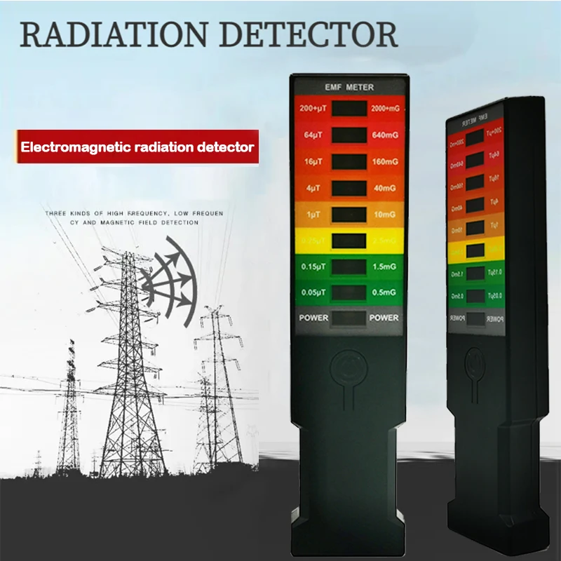 Latest Electromagnetic Field EMF Gauss Meter Radiation Dosimeter Detector Portable EMF Magnetic Field Monitor 8 LED Gauss Meter