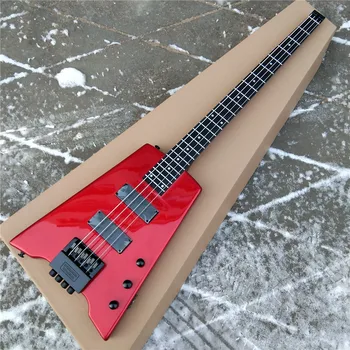 Silver Red/Matte Black 4 strings headless electric bass guitar Mahogany body&Rosewood Fingerboard BJ544 252