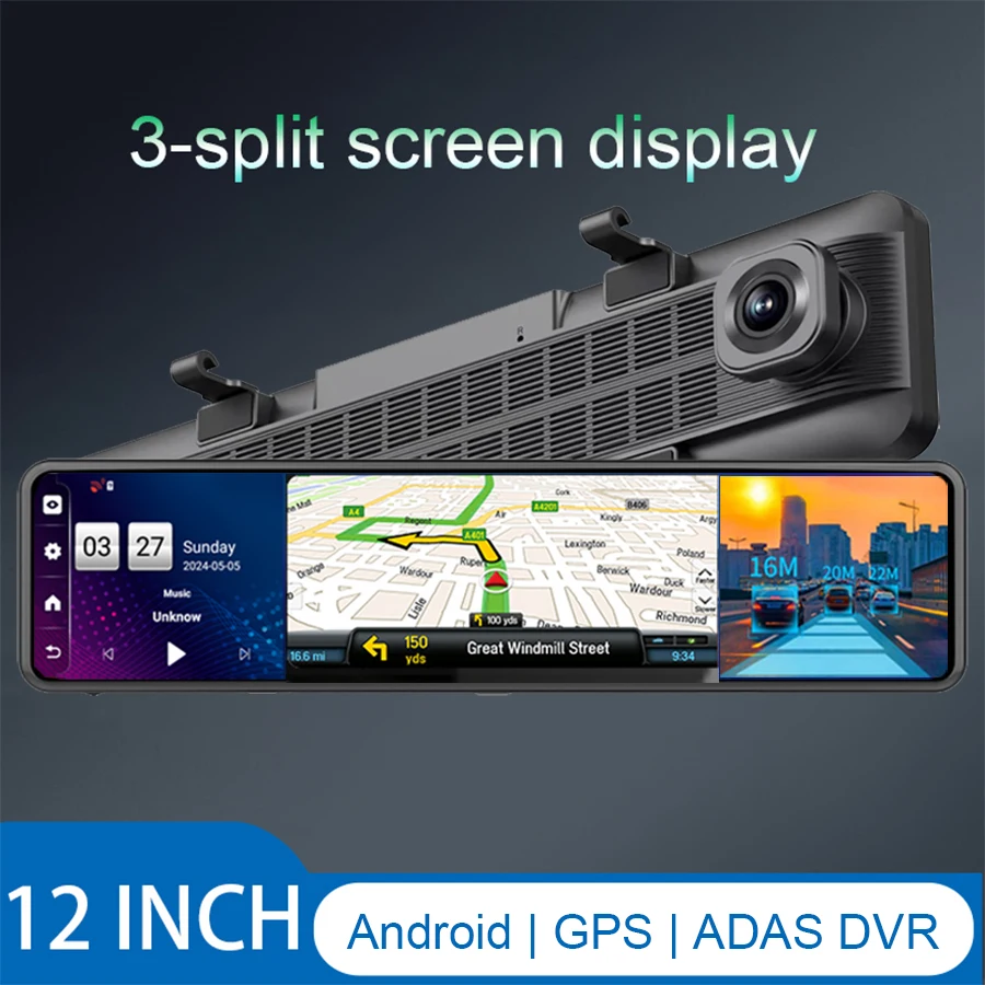 12" Car rear Mirror Dash Cam DVR 1080P Dual Camera WiFi Android 8.1 GPS Navigation ADAS Rearview Camera Video Recorder Black Box