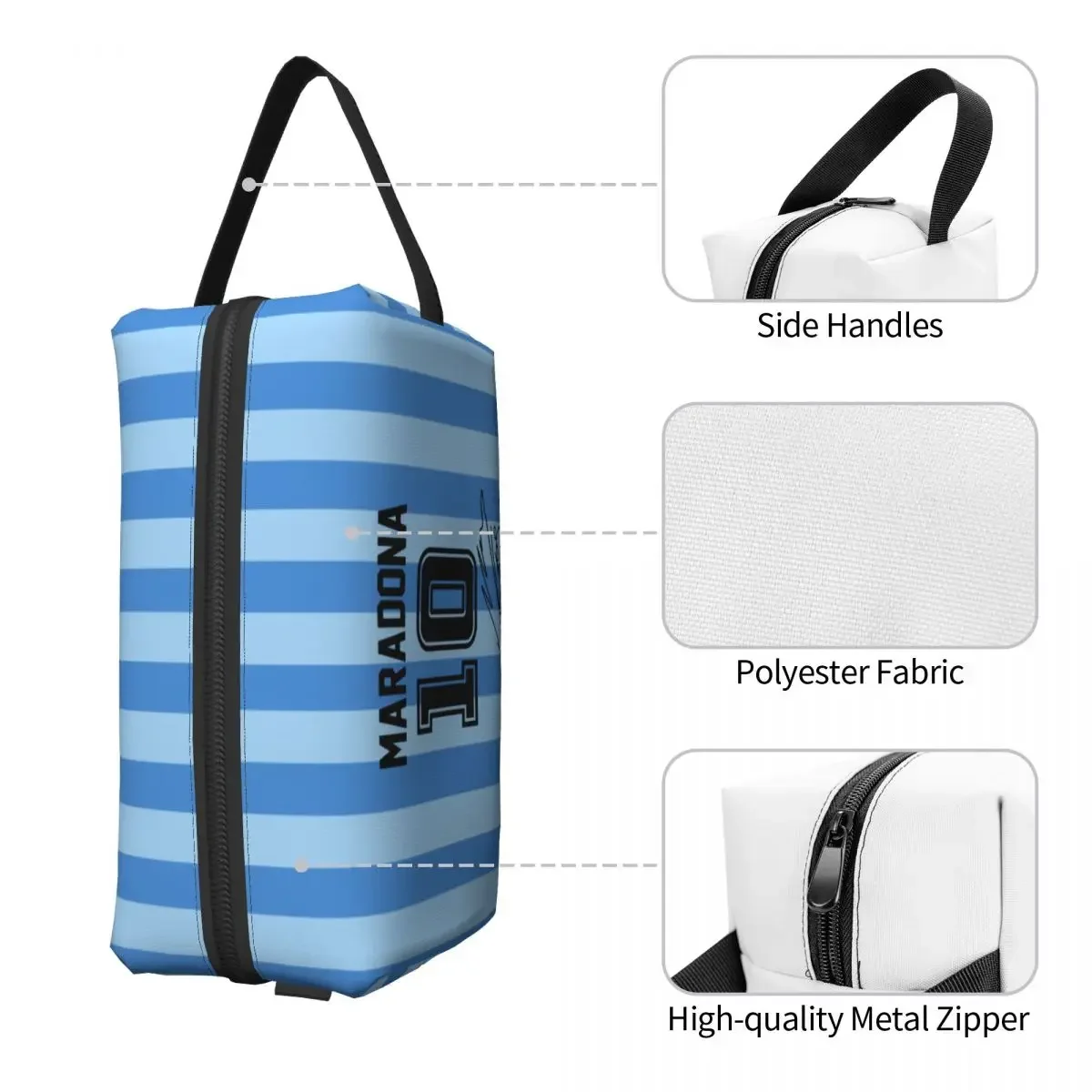 Fashion Argentina Soccer Legend D10s Diego Maradona Travel Toiletry Bag Women Cosmetic Makeup Organizer Beauty Storage Dopp Kit 3