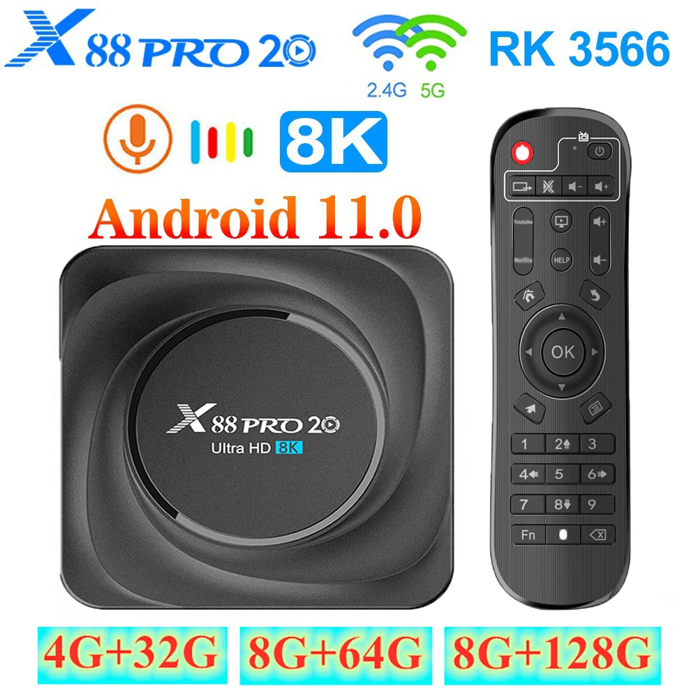X88 Pro 20 Tv Box Android 2024 8K 8GB 128GB Smart Android11