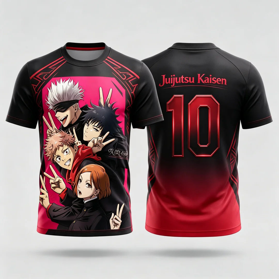 Jujutsu Kaisen Gradient 3D Print Men's Anime T-Shirt - Casual Short Sleeve Streetwear Harajuku Summer Top