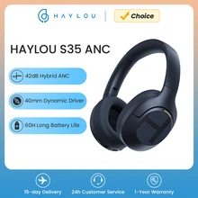 HAYLOU S35 ANC Wireless Headphones Over-ear 42dB ANC Headphone Bluetooth 5.2 40mm Dynamic Driver 60-hour Battery Life Earphones