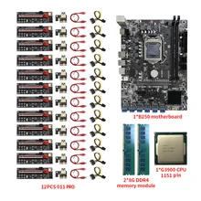 

BTC-B250 Miner Mining Motherboard For BTC Bitcoin Ethereum Rig LGA1151 DDR4 Support 12 GPU 12 PCIE 1x 16x Graphics Card Slots