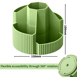 Rotating Desktop Stationery Organizer with 5 Slots and Cute Design (Green)