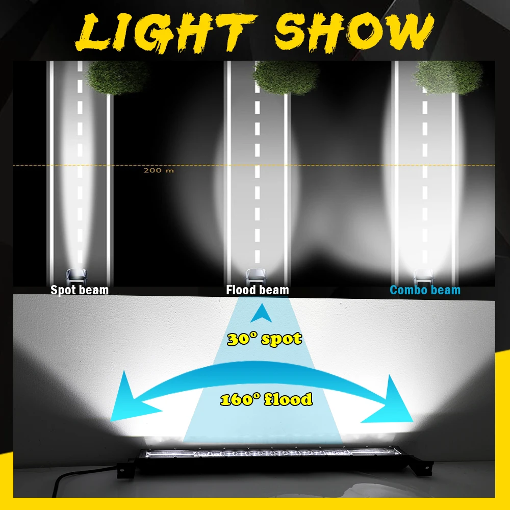 CO LIGHT 52" Led Light Bar 1020W Led Work Lights 12V 24V Spot Flood Combo Beam for Truck Tractor SUV 4X4 4WD Offroad Barra Light work light led light bar