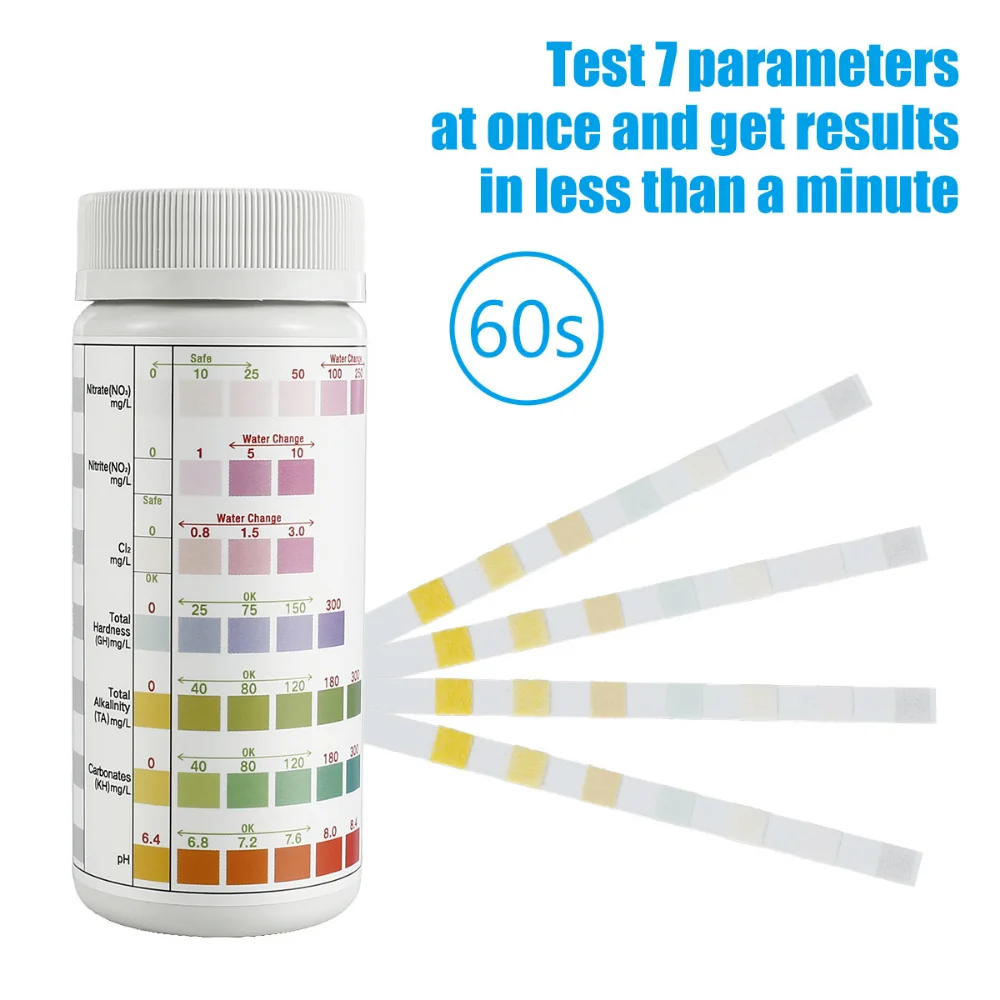 Aquarium Test Strips 100Pcs Water Test PH Strips Multipurpose 5-7 in 1 Fish Tank Kit for Aquarium Pool Accessories aquarium test strips aquarium water quality testing agent