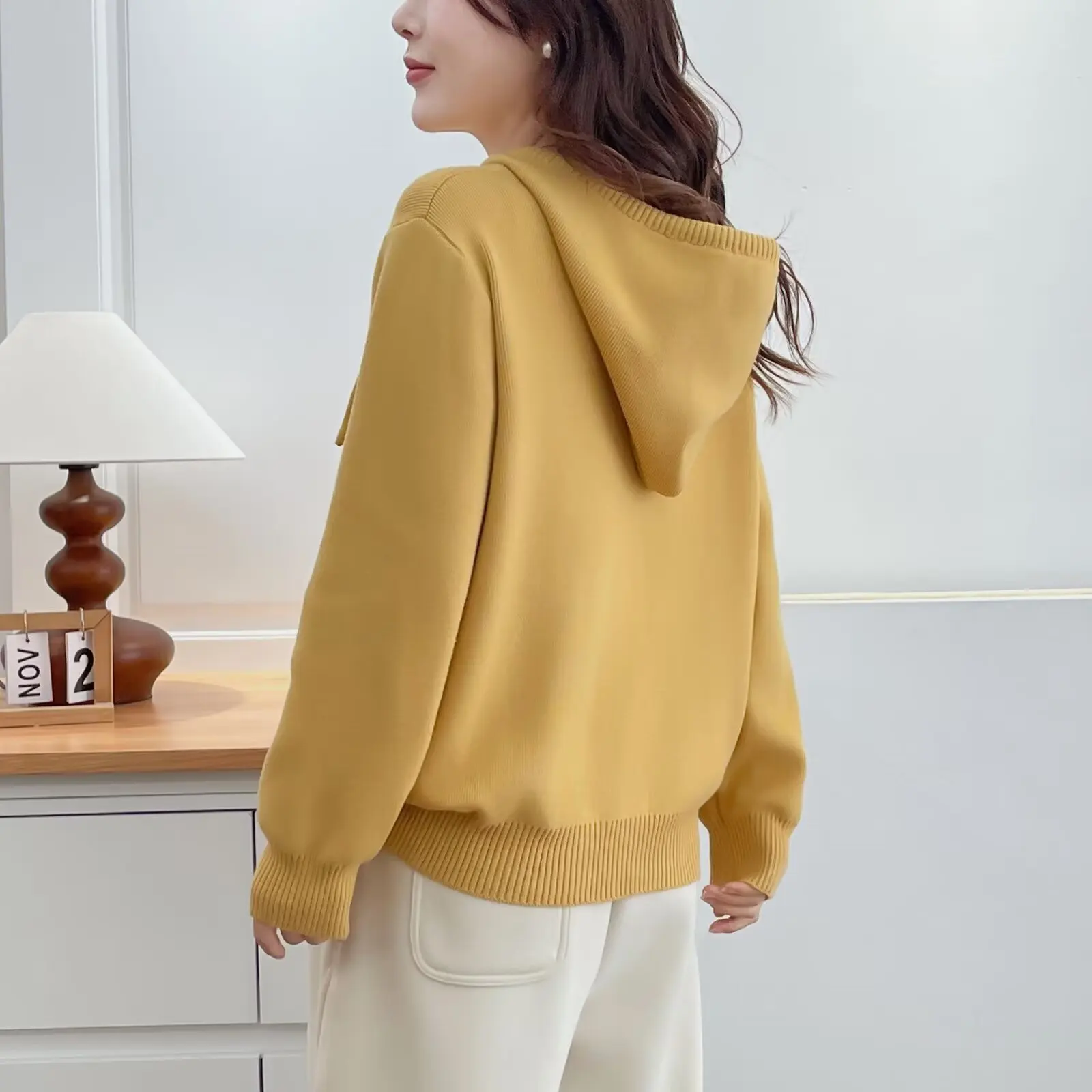 XXXL Fashion Plus Size Woman Clothing Sweaters Casual Thickened Hooded Knitted Jersey For Women In Autumn And Winter 2025