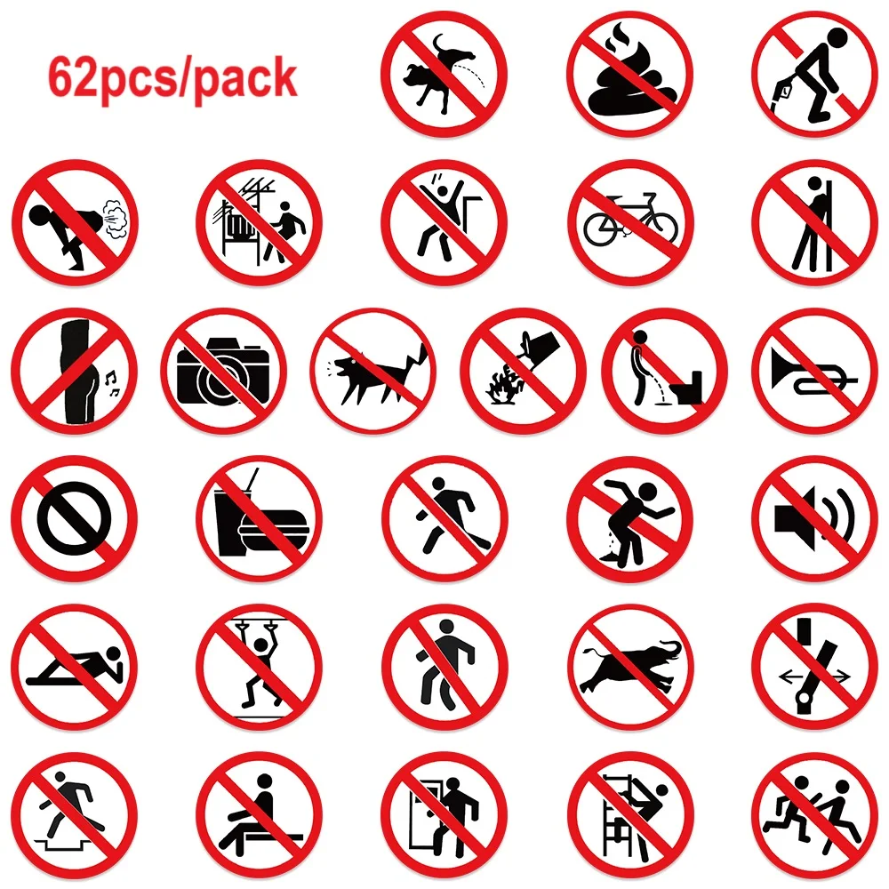 62 Funny no sign stickers, luggage, notebook, guitar, skateboard, waterproof PVC graffiti stickers 3