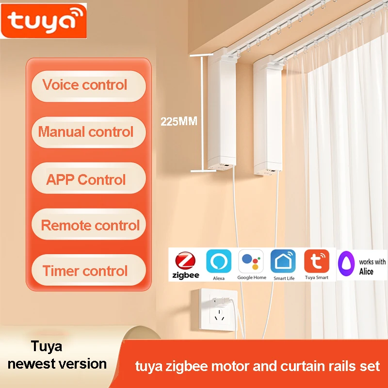 Il Più Nuovo Short Tuya Zigbee Electric Smart Curtain Motor Sistema Motorizzato Track Rod Supporto Intelligente Alexa Google Assist