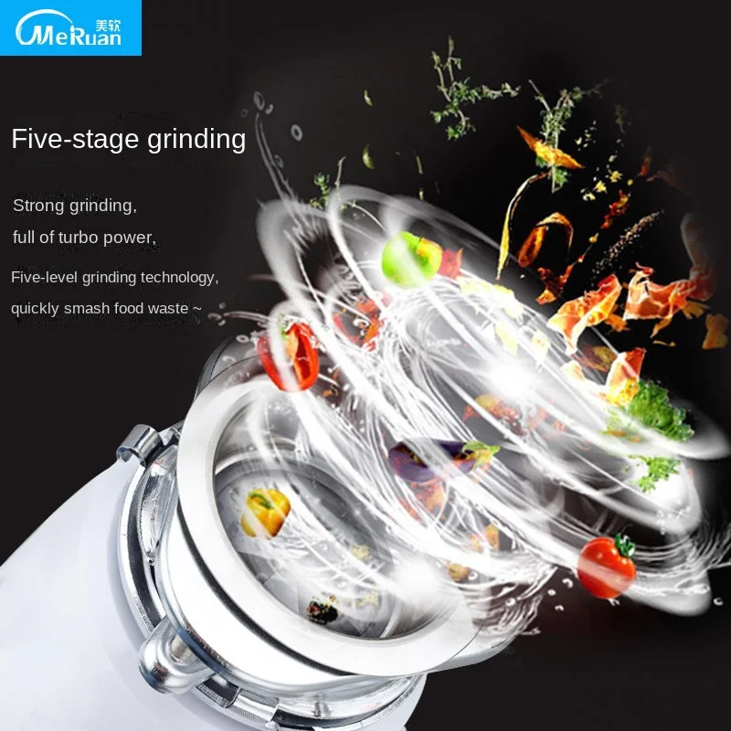 Home Appliances MRUAN Household Waste Disposer Kitchen Fully Automatic Kitchen Sink Kitchen Waste Shredder 4