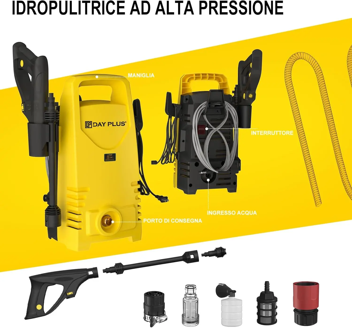 Home& Garden High Pressure Washer,3-IN-1 Power Jet Nozzle,High Power Portable Electric Jet Washer for Patio Car Driveway &Garden 2